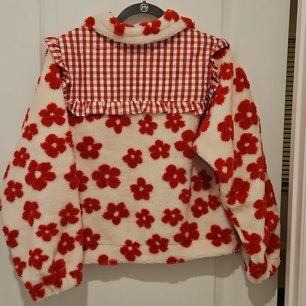 DAVI & DANI Red Floral Fleece Jacket - Picture 7 of 9